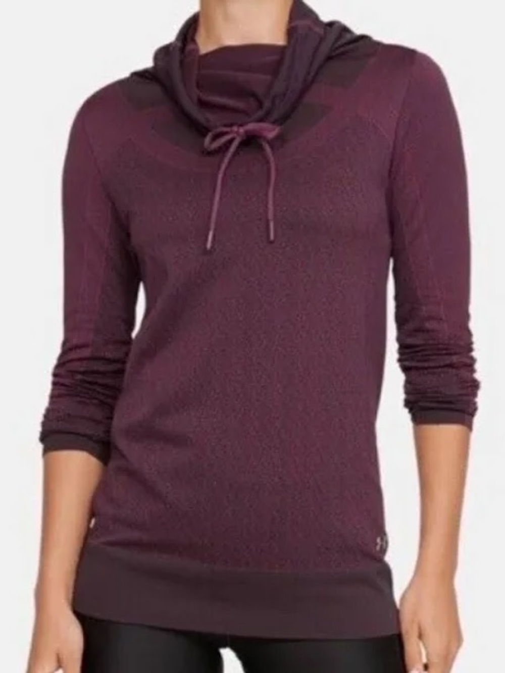 under armour threadborne cowl neck fitted maroon sweatshirt